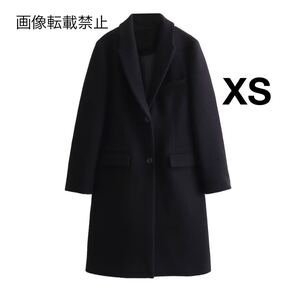 black vintage ヴィンテージ レトロ ロングコート チェスターコート アウター XSサイズ レディース★ZARA 好きな方に★秋新作 新品未使用★