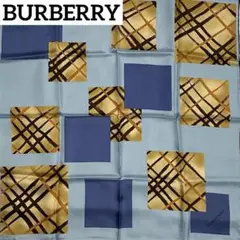 ★BURBERRY★ スカーフ チェック スクエア シルク ペールブルー