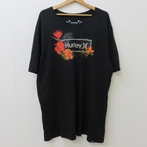 YA11★Hurley X　Tシャツ　黒　XL　ハイビスカス　6/19★A