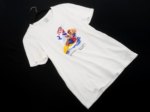 POLO RALPH LAUREN ポロ ラルフローレン ポロベア プリント Tシャツ sizeL/白 ■◆ ☆ ekb2 メンズ