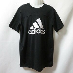 古着 ジュニア160 adidas/アディダス ポリエステルTシャツ 半袖 スポーツ ジム ジョギング トレーニング ブラック/ホワイト DV2921