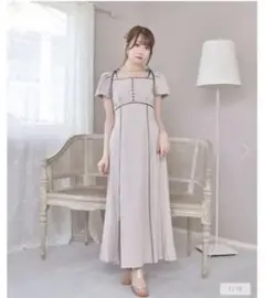 ロゼミューズside pleats piping one piece  ベージュ