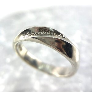 【77】 SV925 リング love forever 普段使い シンプル 引っかからない 指輪 #9 最大幅 4.7mm 2.9g （1570）