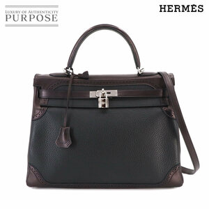 新品同様 エルメス HERMES ケリー 35 ギリーズ 2way ハンド ショルダー バッグ トリヨンクレマンス エバーグレイン ブラック 90231774