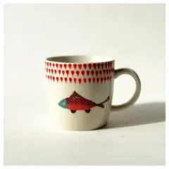 新品 ベトナムのバッチャン焼き 魚絵のマグカップ