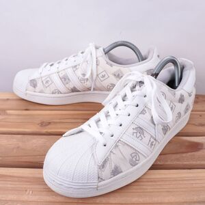 z5837 アディダス スーパースター US8 26.0cm/白 ホワイト クリーム系 ロゴ 柄 adidas SUPERSTAR メンズ スニーカー 中古