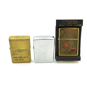 【T】ZIPPO ジッポー CLASSIC.1932/SOLID BRASS 無地 オイルライター 喫煙具 3点セット