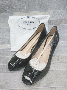 ◇ ◎ PRADA プラダ オープントゥ キレイめ ヒール パンプス サイズ36 ブラック レディース P