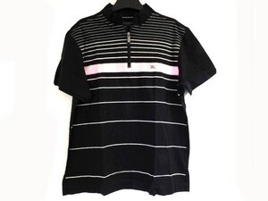 美品 バーバリー ゴルフ GOLF BURBERRY ■ サイズLL メンズ 半袖 Tシャツ ブラック系 ハーフジップ カットソー □6K