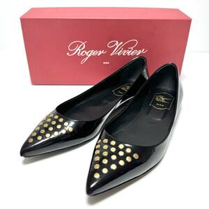 美品 Roger Vivier ロジェ ヴィヴィエ BALLERINE RALLYE T.05 ポインテッドトゥ スタッズ バレリーナ フラット シューズ WOMEN’S 40