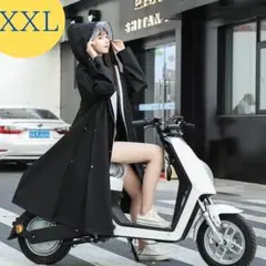 XXL　レインコート　雨具　カッパ　ツバ付き　バイク　自転車　黒　通勤　多機能