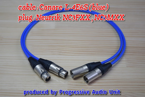 ■■ canare L-4E6S（blue）＋XLR plug オス-メス（NC3FM）/0.45m×2本