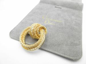 【未使用】Christian Dior ブローチ ストーン ロゴ クリスチャン ディオール ヴィンテージ アクセサリー レディース 結婚式 レア O13