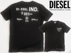 新品★ディーゼル DIESEL★セクシーな ブラック Tシャツ★ホワイト ロゴプリント★フロント&バックプリント★黒 白 XL★420