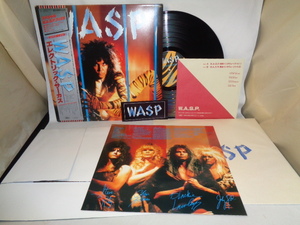 WASP「エレトリック・サーカス」日本独自特典完品（カラーポートレート9枚、ステッカー、７インチ、ポスター）帯付LP（全体的に良好）