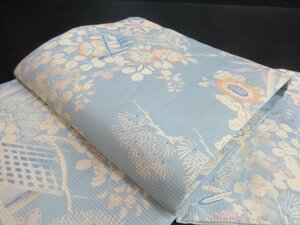 1円 良品 正絹 袋帯 絽 夏物 和装 和服 アンティーク 大正ロマン 萩 松 秋草 草花 可愛い お洒落 高級 長さ412cm【夢職】★★★