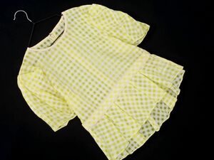 ネコポスOK Chesty チェスティ チェック パフスリーブ ブラウス シャツ size1/黄 ■◆ ☆ efb8 レディース