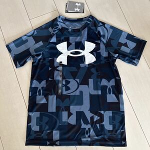 UNDER ARMOUR 半袖Tシャツ 140ー150 YLG 3520円 スポーツウェア　ブルー青ネイビー紺　ロゴマーク　アンダーアーマー