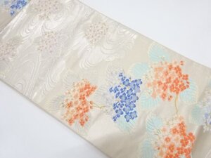 ys7116614; 紫陽花に流水模様織り出し袋帯（材料）【アンティーク】【着】