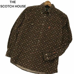 THE SCOTCH HOUSE スコッチハウス 秋冬 ロゴ刺繍★ コーデュロイ 長袖 総柄 ボタンダウン シャツ Sz.M　メンズ　A3T15449_C#B