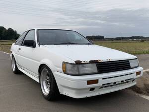 昭和59年式 トヨタ AE86 カローラレビン スピードスターMK2 タコ足 社外マフラー 車高調 純正リップ パケットシート 一時抹消書類有り