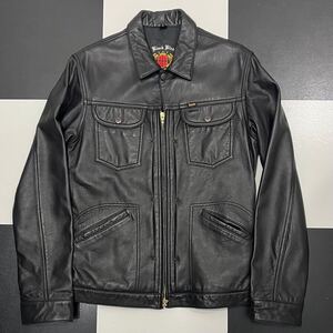 【679】 極美品 DENIME 羊 革 シングル ライダース レザー ジャケット 40 L ドゥニーム ラム leather ブラック black 黒 jacket