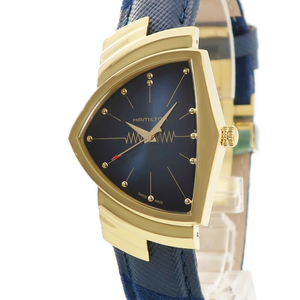 【3年保証】 ハミルトン ベンチュラ クォーツ H24301941 未使用 三角形 青 バー イエローゴールドPVD クオーツ メンズ 腕時計