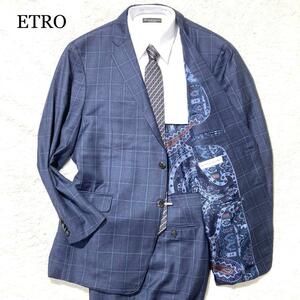 【未使用級】ETRO エトロ オーダメイド スーツ ネイビー チェック 60