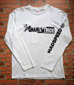 ※現品限り 撮影展示品 【MADSPEED】趣味Ｔシャツ スノーボード スケートボード スノボーファッション ver 長袖 ホワイト Mサイズ