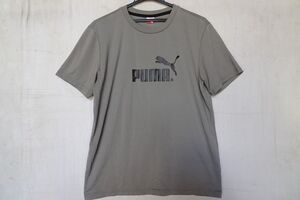 PUMA/プーマ/半袖Tシャツ/フロントプリント/ロゴプリント/速乾性素材/スポーツ/カジュアル」/グレー/Lサイズ(9/10R)