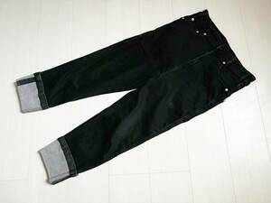 NEIL BARRETT ニールバレット デニム パンツ 裾折り返しデザイン ハイウエスト skinny fit ストレッチ 29 黒 ブラック damage denim△1065