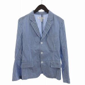 コムデギャルソンシャツ COMME des GARCONS SHIRT テーラードジャケット シングル 3B コットン 異素材 ストライプ S18143 青 S ■SM3