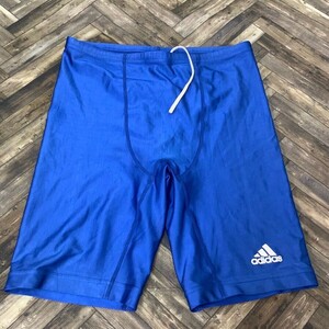 前WK146 穴あり　adidas　アディダス　競泳　水着　スイムウェア　トレーニング　ジム　フィットネス　メンズM　ブルー　クリーニング済