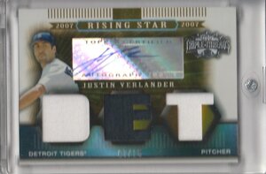 2007 TOPPS Triple Threads Justin Verlander 130 /25 直筆サインカード Auto ジャージ