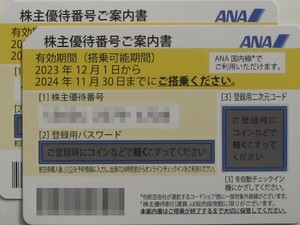 【２枚】全日空(ANA)株主優待券2024年11月30日迄