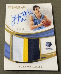 渡邊雄太 ルーキー直筆サイン＋パッチ 2018-19 PANINI IMMACULATE COLLECTION BIG PATCH AUTO #/50