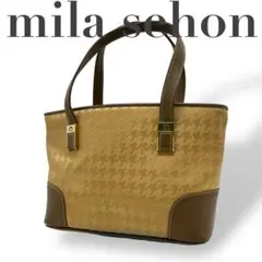 ✨美品✨　mila schon ミラショーン　ハンドバッグ　レザー　ゴールド　茶