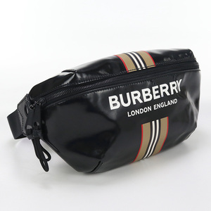 中古良品バーバリーBURBERRY ベルトバッグ パテントレザー ブラック ランク：A us-2 メンズ