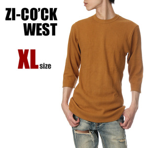 【新品】ジーコック ウェスト 七分袖 サーマル Tシャツ XL メンズ レディース ブラウン 茶色 ZI-CO