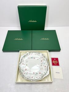 ◎1円〜Noritake 洋食器 T58119/4409 花更紗 27cm パーティープレート 未使用 4枚セット ノリタケ 大皿◎