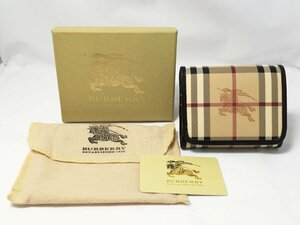 未使用 BURBERRY バーバリー三つ折り 財布 コンパクトウォレット ミニ ミニ財布 ノバチェック チェック柄 箱・保存袋付