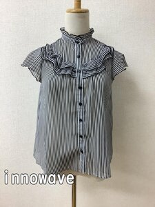 イノウエーブ innowave 白黒ストライプ シースルーブラウス サイズM