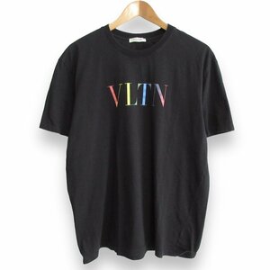 美品 21SS VALENTINO ヴァレンティノ 半袖 VLTNロゴ プリント Tシャツ カットソー XL ブラック ◆