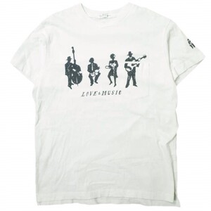 Engineered Garments エンジニアードガーメンツ Printed Cross Crew Neck T-shirt MUSICIANS クロスオーバーポケットTシャツ S WHITE