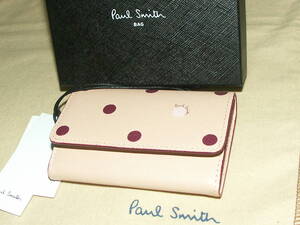 PWD422　新品本物即決　ポールスミス　Paul Smith　牛革　定価12,100円　ポルカドット　名刺入れ　カードケース　箱付き