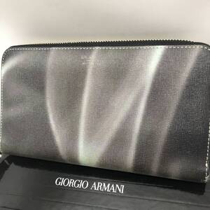 ジョルジオアルマーニ　GIORGIO ARMANI 長財布 ラウンドファスナー長財布 黒　マーブル