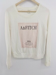 ◇ Abercrombie & Fitch ロゴ プリント 長袖 Tシャツ カットソー サイズM オフホワイト ピンク系 レディース P