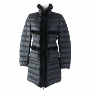 美品◎MONCLER モンクレール LACANIZ 前立て・ポケット口 ミンクファー使い ロングダウンコート ブラック 1 正規品 レディース