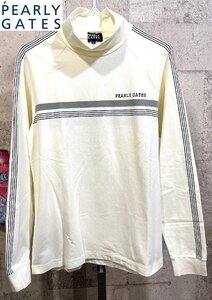 美品 パーリーゲイツ 長袖 モックネックシャツ 3 PEARLY GATES 053-166050 ハイネック