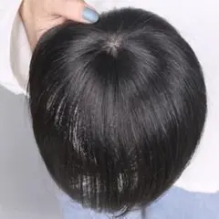 人毛100%♡つむじ用ウィッグ 頭頂部ウィッグ ヘアピース ブラック 20cm